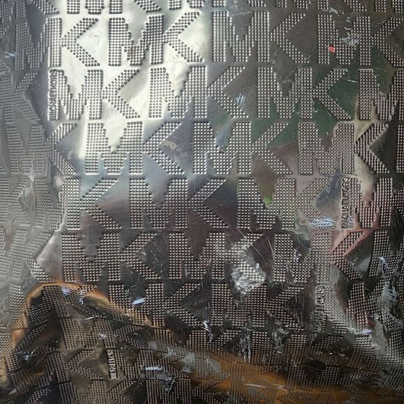 Michael Kors Gray MK Metallic Tote Bag - Picture 8 of 12